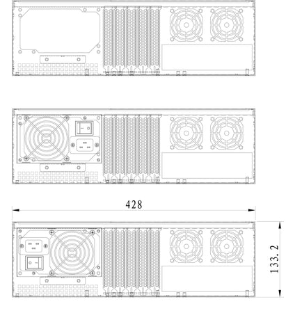 Chassis Industriale da Rack 19'' 3U Ultra Compatto Nero