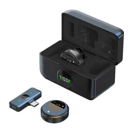 Set 2 Mini Microfoni Lavalier Wireless con Ricevitore USB-C e Custodia di Ricarica, TASSA
