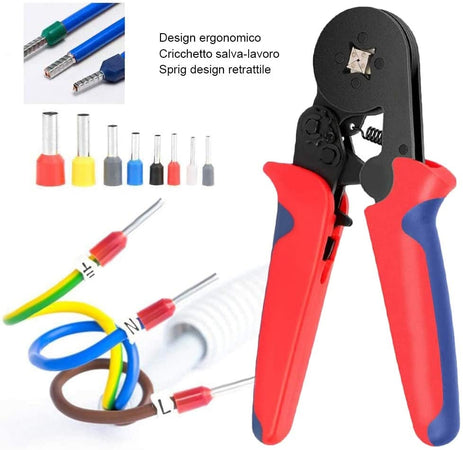 Pinza Crimpare a Cricchetto per Capicorda con 1200 Terminali 2.5-6.0 mm