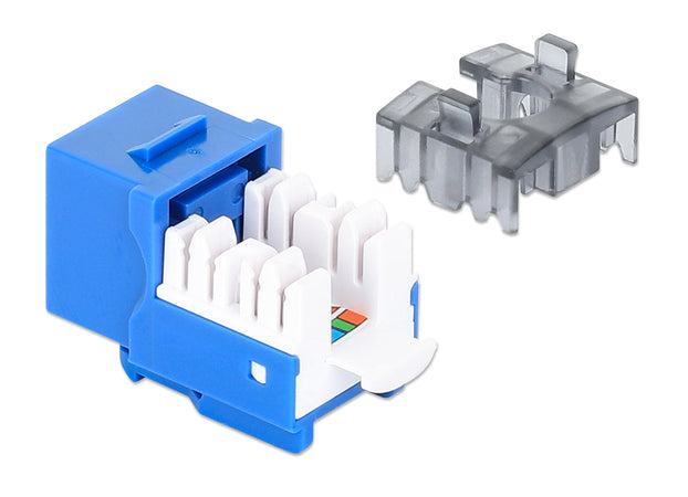 Frutto Keystone Slim Cat.6 per Cavo Rigido con Supporto Punch-Down 25 pz Blu