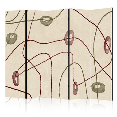 Paravento - Labyrinth with Beads - Minimalist Abstraction on a Worn Background