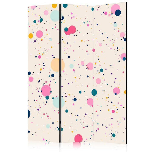 Paravento - Dots - Spots and Splashes Multicolored - Cheerful Pattern on a Light Pink Background