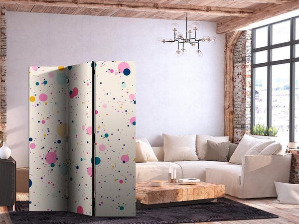 Paravento - Dots - Spots and Splashes Multicolored - Cheerful Pattern on a Light Pink Background