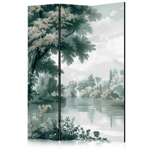 Paravento - View of the Park and Lake - Retro Vintage Landscape in Greens