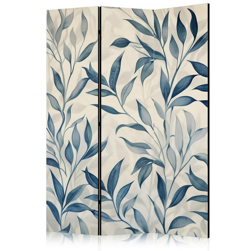 Paravento - Leaves in Blue Colors - Delicate Botanical Motif