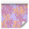 Tappezzeria murale - Exotic - Two-Tone Flowers - Flowers in purple and orange on a blue background