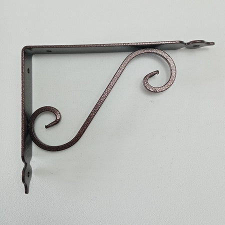 Reggimensola ramata da 280x330mm staffa rustica anticata con saetta di rinforzo