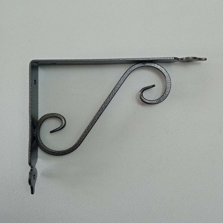 Reggimensola argento da 280x330mm staffa rustica anticata con saetta di rinforzo