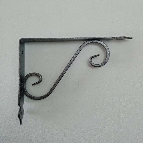 Reggimensola argento da 280x330mm staffa rustica anticata con saetta di rinforzo