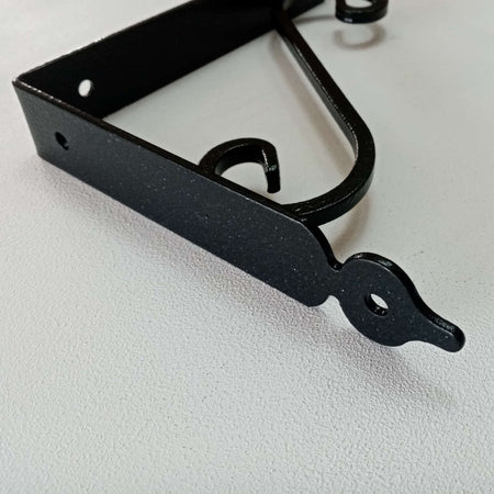 Reggimensola nera da 280x330mm staffa rustica anticata con saetta di rinforzo