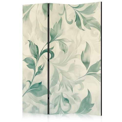 Paravento - Watercolor Botanical Motif - Delicate Green and Beige Leaves