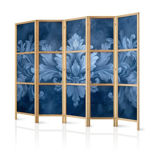 Paravento giapponese eleganza in blu e tonalità fredde cinque ante