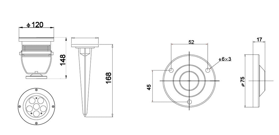 Faretto con picchetto e luce RGB in alluminio 18 watt