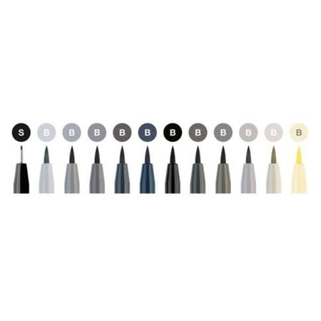 12 pen brush colori grigi - 267423