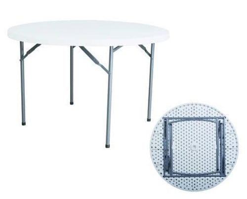 TAVOLO TONDO PIEGHEVOLE IN HDPE - ø cm.122x74h. -