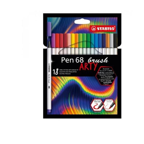 Stabilo pen 68 brush arty marcatore colori assortiti 18 pz - 568/18-21-20