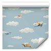 Tappezzeria murale - Illustration - Yellow-blue airplanes against a blue sky