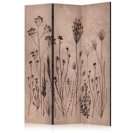Paravento - Plant Vintage - Delicate Field Flowers on a Background in Lime Wash Technique