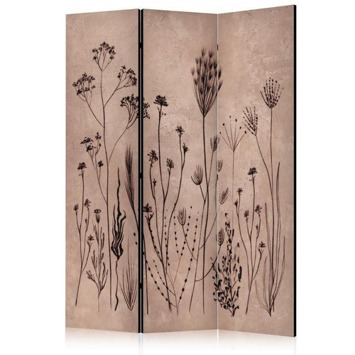 Paravento - Plant Vintage - Delicate Field Flowers on a Background in Lime Wash Technique