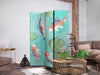 Paravento - Spectacular Fish - White-Orange Koi Fish Swimming in Crystal Clear Water with Water Lilies