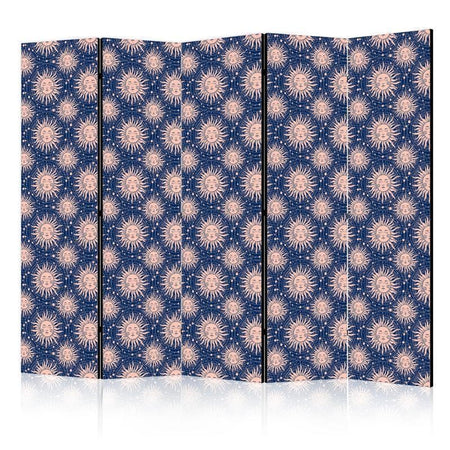 Paravento - Sunny Patterns - Repeating Sun Motif on a Navy Background