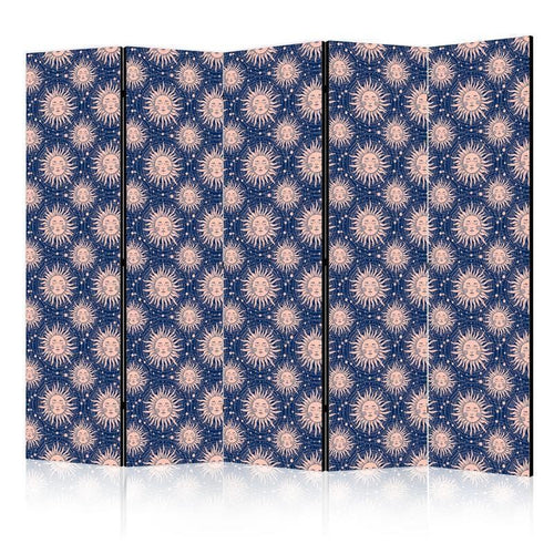 Paravento - Sunny Patterns - Repeating Sun Motif on a Navy Background
