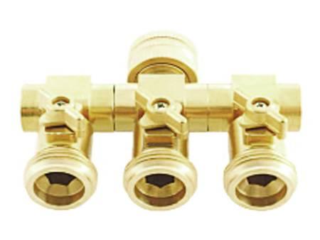 PRESA RUBINETTO IN OTTONE TRE USCITE FILETTATE femmina 3/4 IRRIGAZIONE