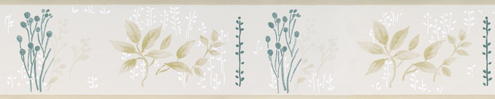 AS Création - BORDO DECORATIVO AUTOADESIVO 5 MT CON FOGLIE BEIGE/VERDE