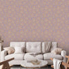 Tappezzeria murale - Cute Light-Beige Little Flowers - Small flowers with beige - undulating petals on a blue background