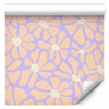 Tappezzeria murale - Cute Light-Beige Little Flowers - Small flowers with beige - undulating petals on a blue background