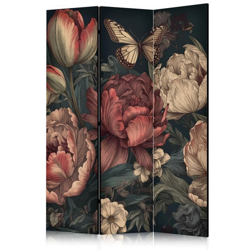 Paravento - Floral Illustration - Magnificent Flower Buds on a Turquoise Background
