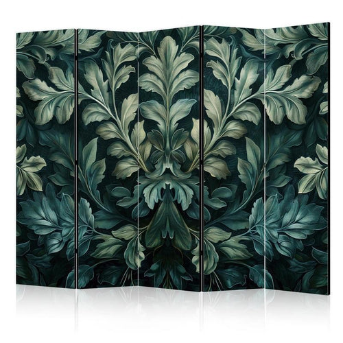Paravento - Dark Green Victorian Leaves - Botanical Carved Composition