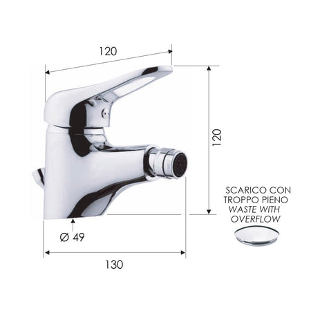 Remer serie Kiss miscelatore per bidet monocomando finitura cromata lucida