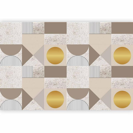Carta da parati - Beige and Gold Geometric Pattern