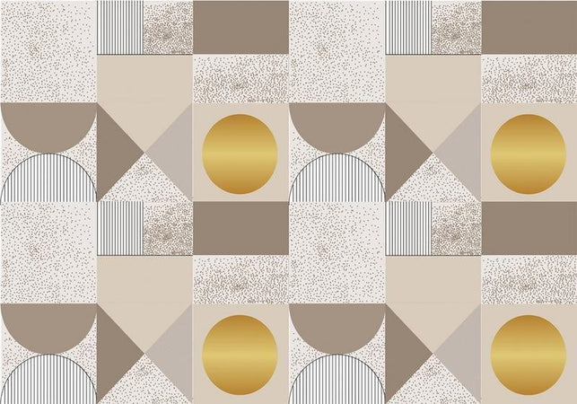 Carta da parati - Beige and Gold Geometric Pattern