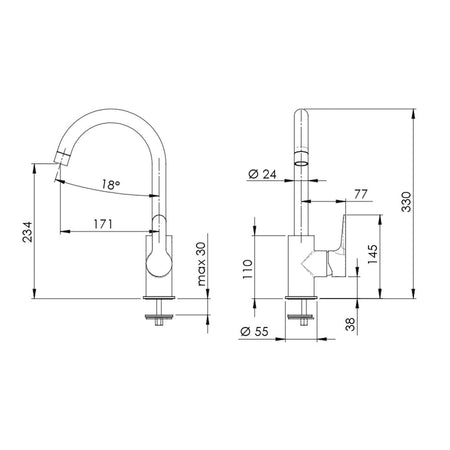 Remer serie Winner miscelatore per lavello canna a ponte monocomando finitura cromata lucida