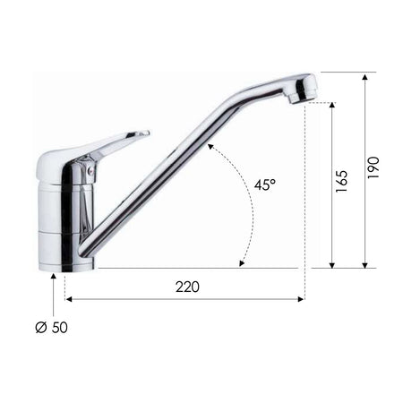 Remer serie Kiss miscelatore per lavello canna bassa monocomando finitura cromata lucida