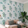 Carta da parati - Mint nature - uniform pattern in floral motif with green leaves