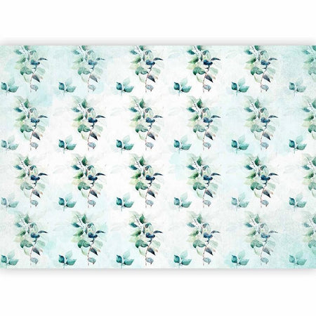 Carta da parati - Mint nature - uniform pattern in floral motif with green leaves