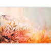 Carta da parati - Flaming meadow - nature landscape with meadow of flowers and leaves in watercolour style