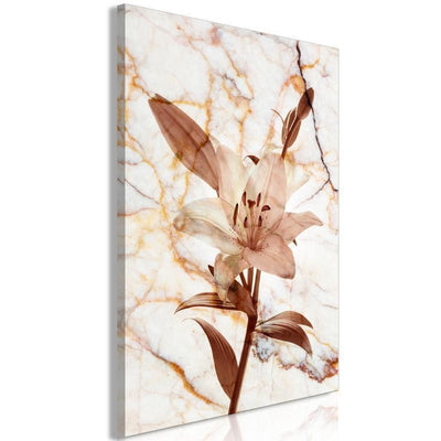 Quadro - Elegance of a Flower (1-part) - Delicate Lily on Marble in Sepia