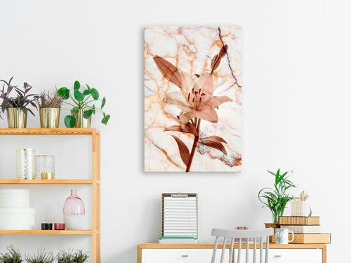 Quadro - Elegance of a Flower (1-part) - Delicate Lily on Marble in Sepia
