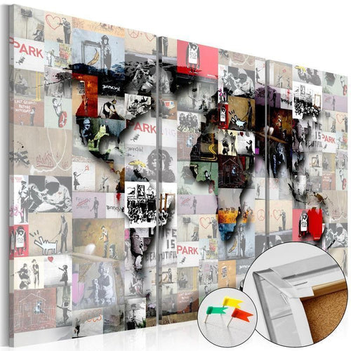 Quadro di sughero - Modern Worlds Map