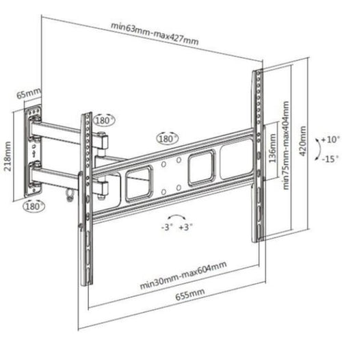 Equip supporto a parete per tv articolato da 37” a 70” - 650342
