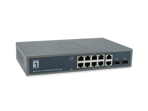 Levelone gep-1221 switch di rete non gestito gigabit ethernet (10/100/1000) supporto power over ethernet (poe) nero