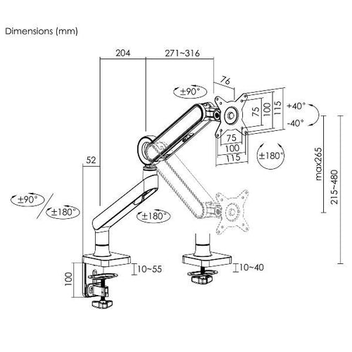 Equip staffa di montaggio per monitor premium da 17“-35”, bianco - 650185