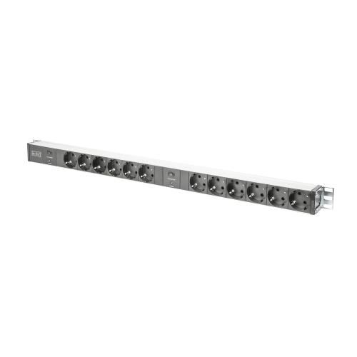 Multipresa in alluminio con 12 prese su 2 circuiti per armadi rack - DN95405