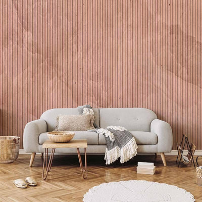 Carta da parati - Pink reed - solid background with textured vertical stripes with pattern