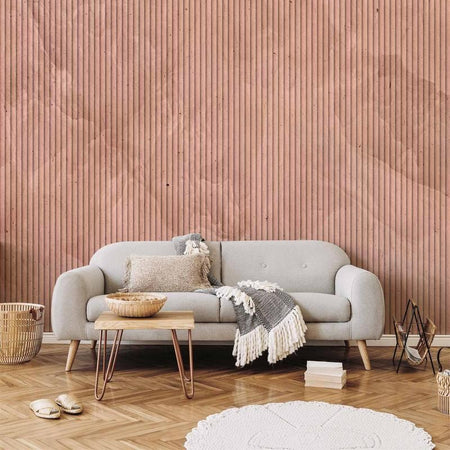 Carta da parati - Pink reed - solid background with textured vertical stripes with pattern