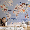 Carta da parati - World Map With Animal Illustrations